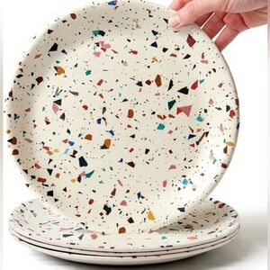 Bamboo Plates – 4-Pack Colorful, Non-Toxic Toddler Dinnerware, BPA-Free Confetti